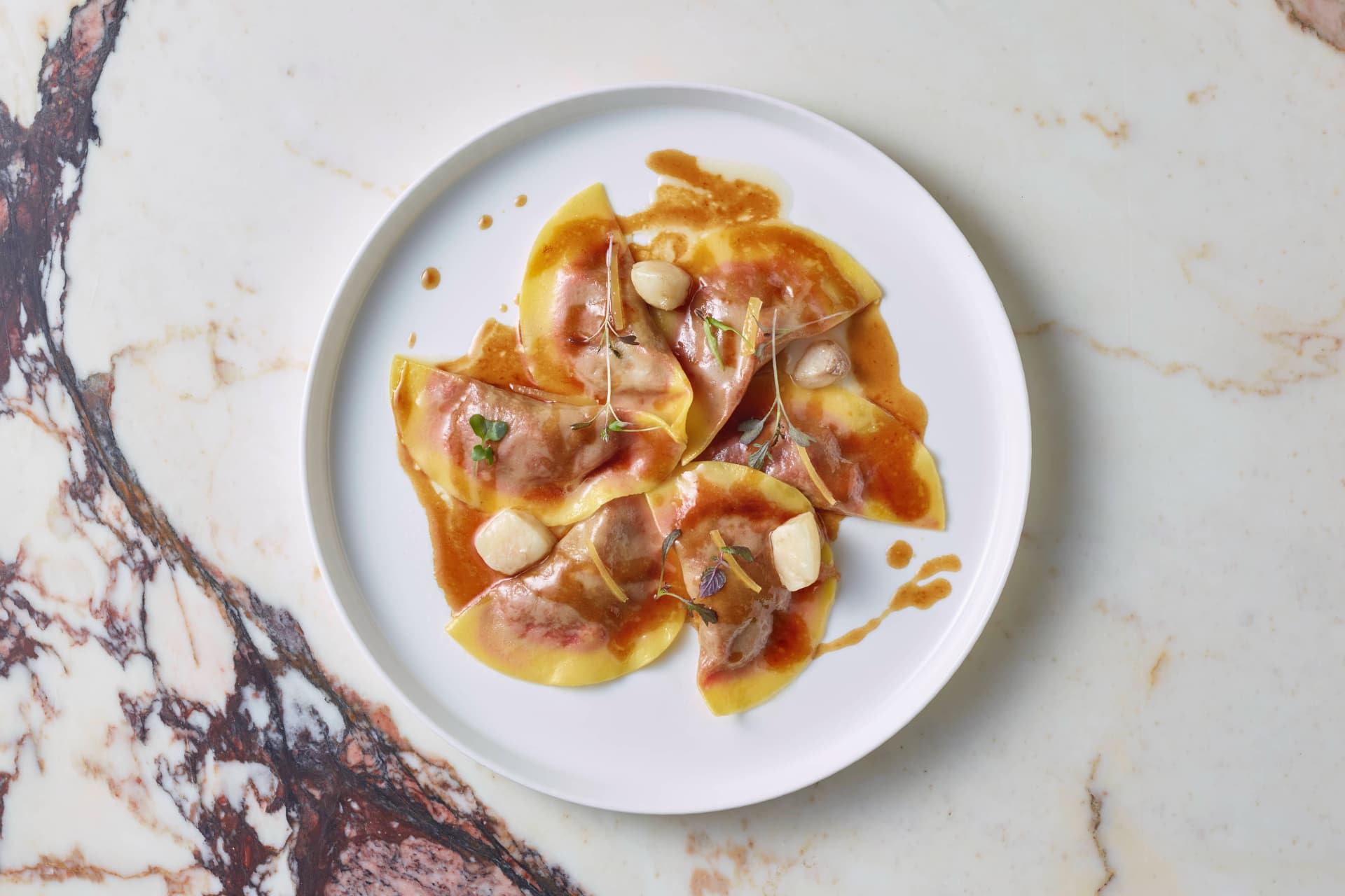 Casunzei di Barbabietola, Salsa di Ossobuco, Trentingrana e Limone Salato