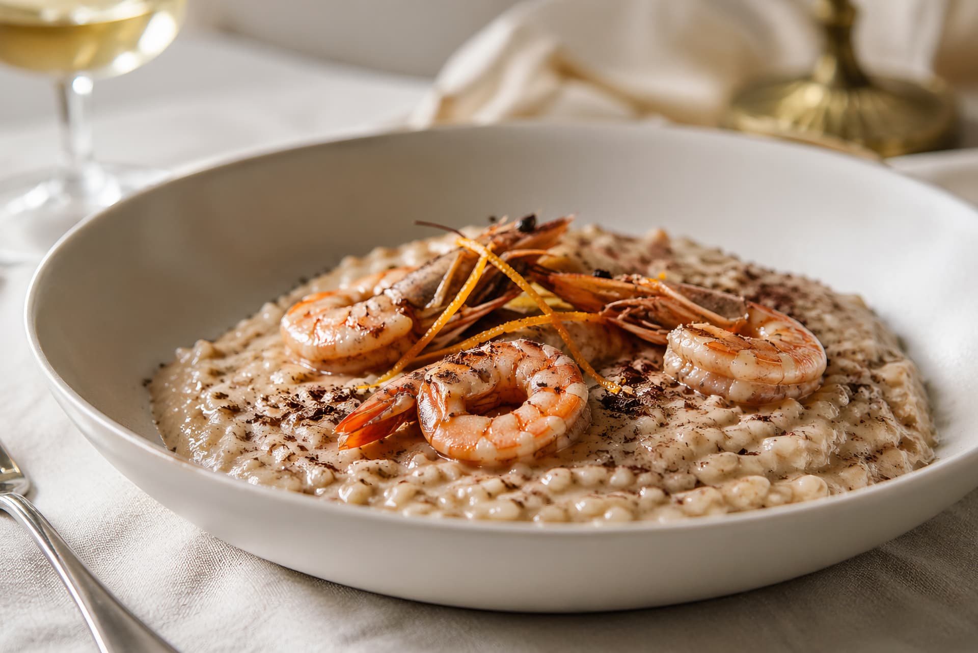 risotto agrumi cioccolato gamberi