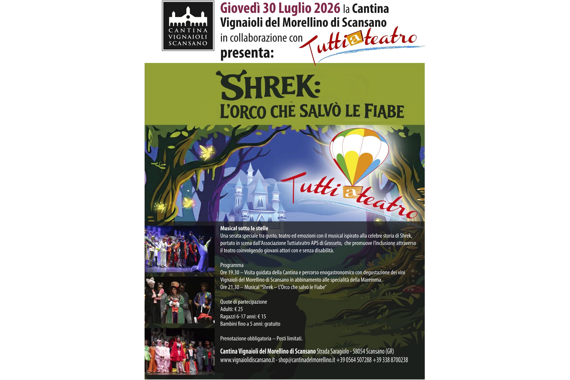 Locandina Shrek Tutti A Teatro 30 luglio 2026