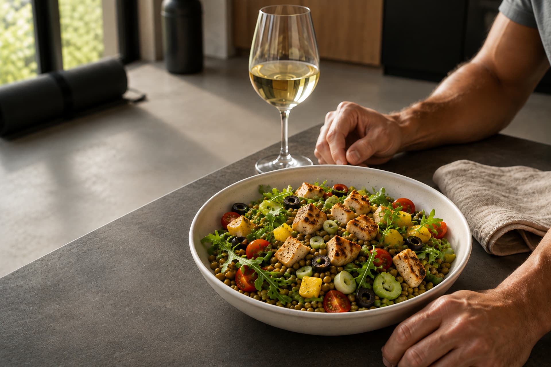 insalata lenticchie pollo
