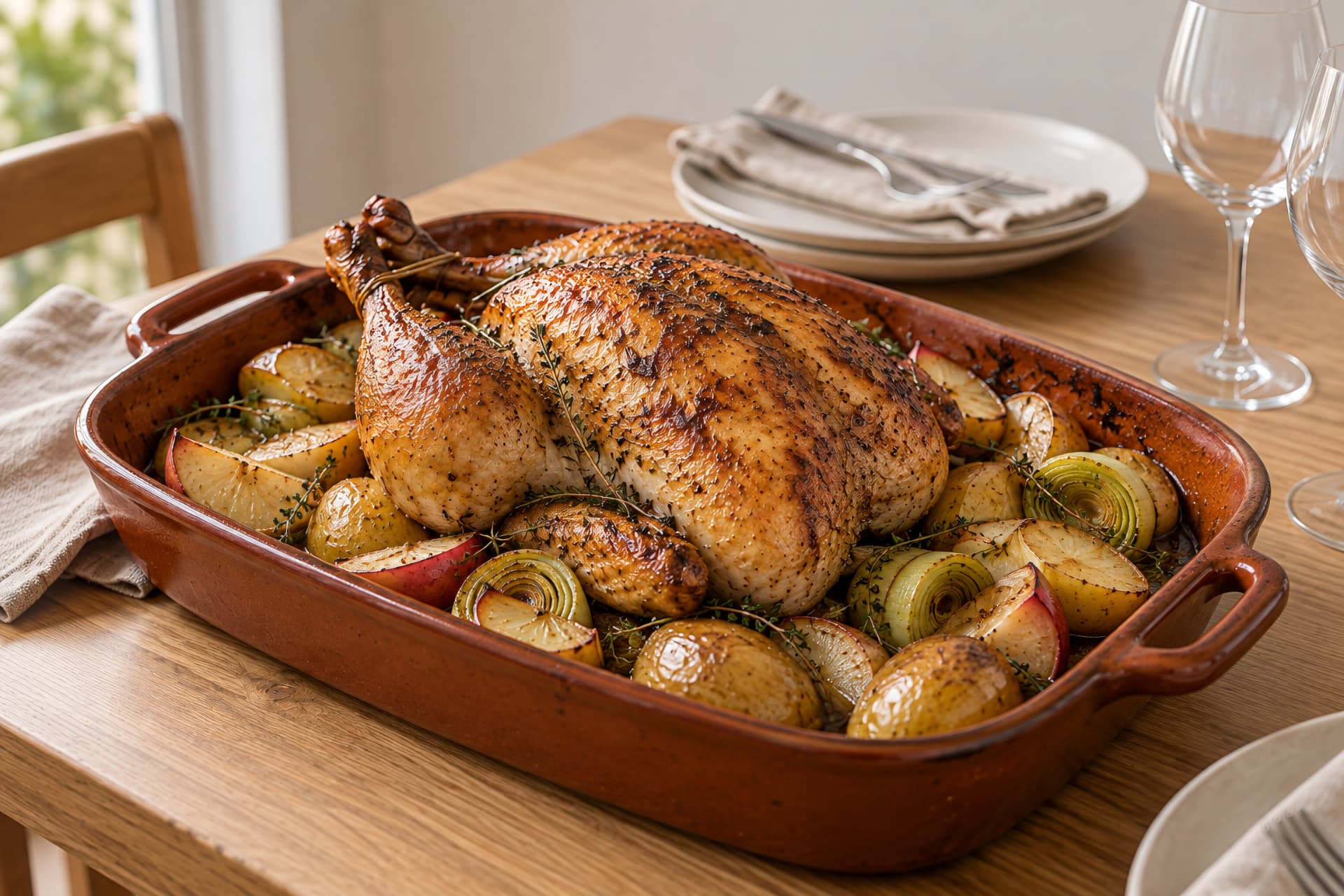 Pollo arrosto con verdure al forno
