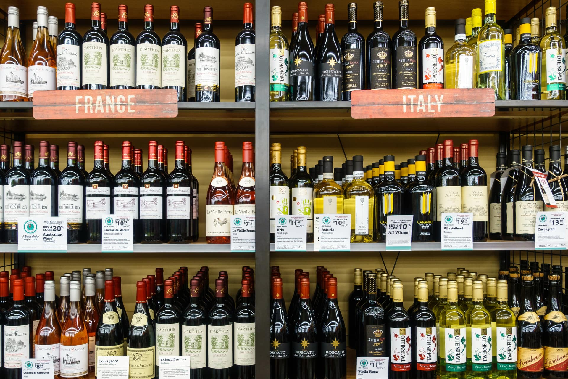 I consumatori USA potrebbero non trovare più i vini europei sugli scaffali 